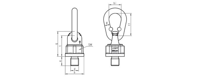 TP型旋轉吊點結構尺寸圖片