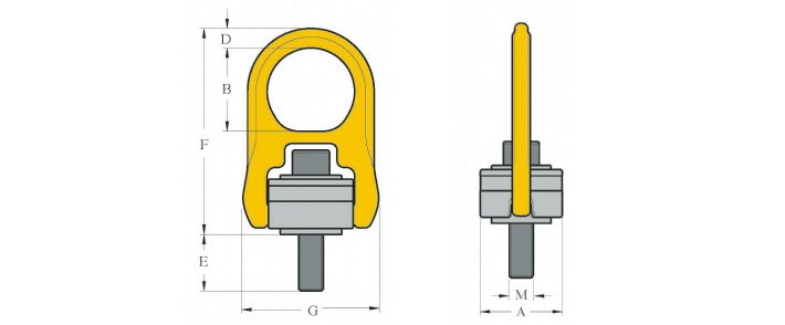 YOKE 8-203旋轉吊環螺絲結構尺寸圖片