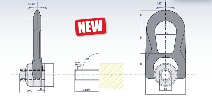 盧森堡SS.FE.DSR不銹鋼旋轉吊環結構尺寸圖片