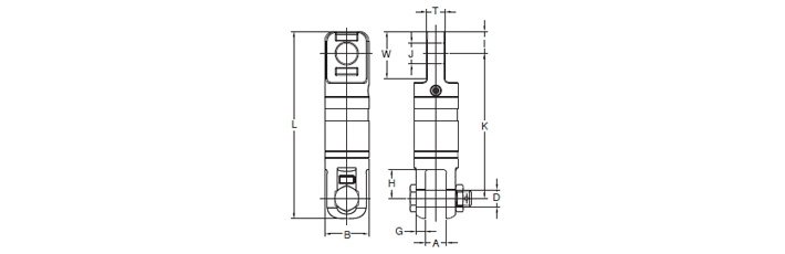 OU型鋼絲繩應力釋放器結構尺寸圖片