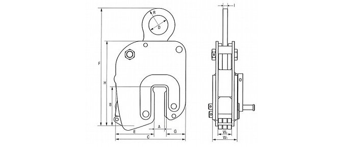 NNE型鷹牌無傷鋼板鉗結構尺寸圖片
