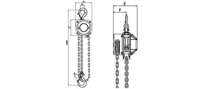 舞臺手拉葫蘆結構尺寸圖片