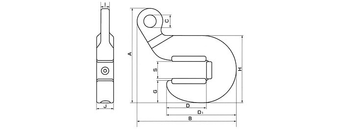 FH型三木無傷鋼板鉗結構尺寸圖片