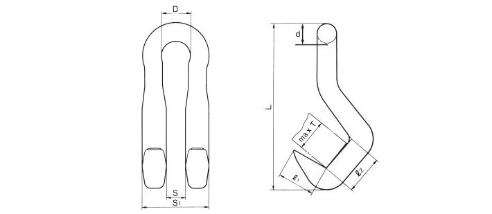 三木DL型鋼板吊鉤結構尺寸圖片