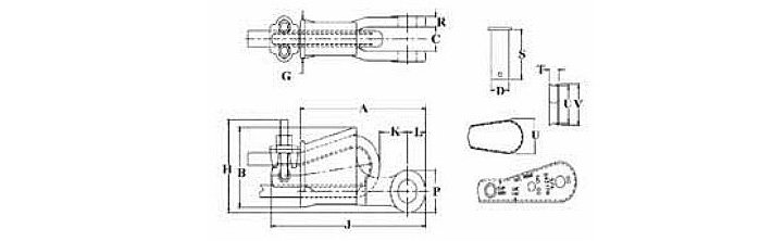 US-422T多用途楔形接頭結構尺寸圖片
