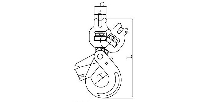 帶軸承羊角旋轉自鎖鉤結構尺寸圖片