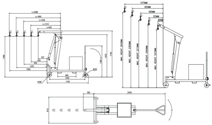 配重式電動液壓小吊車參數圖