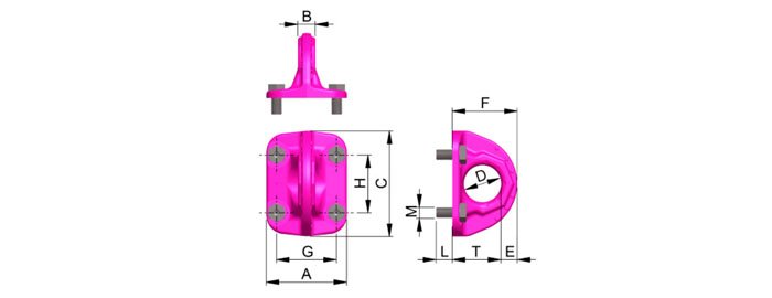 B-ABA型路德螺栓型吊點尺寸圖