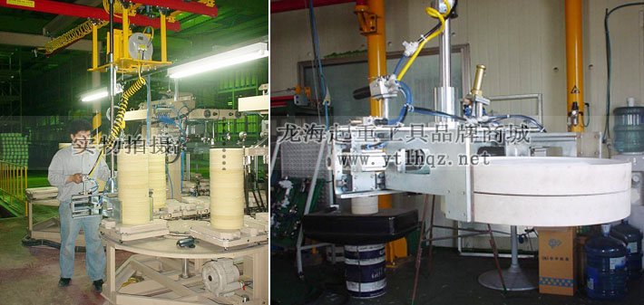 案例圖：陶瓷制品裝卸采用110kg東星氣動平衡器