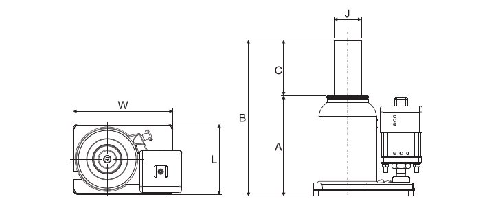SUNRUN ST型氣動液壓千斤頂尺寸圖