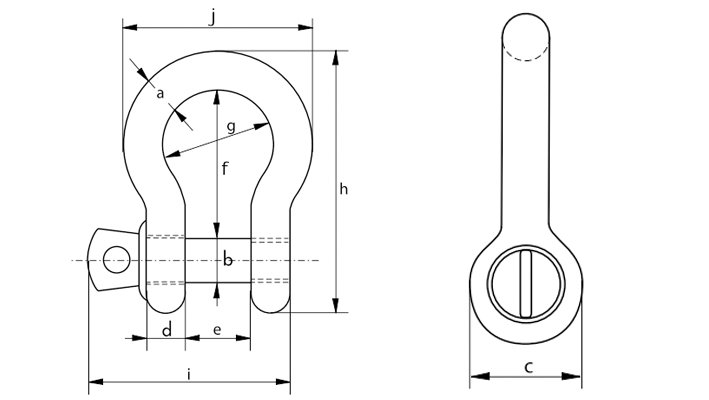 G-4161型荷蘭GreenPin弓型卸扣尺寸圖