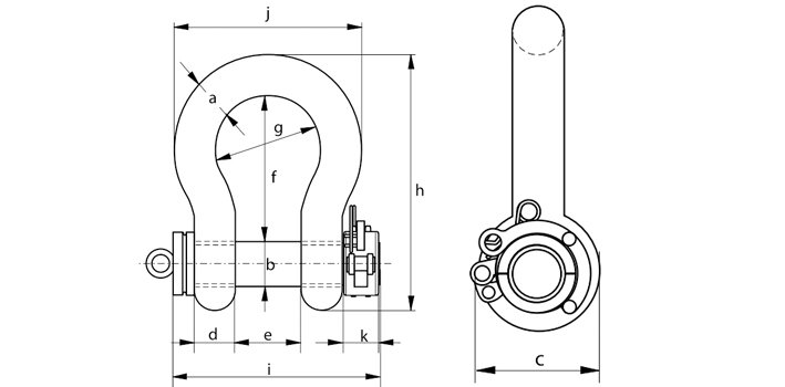 G-5365荷蘭GreenPin弓型卸扣尺寸圖