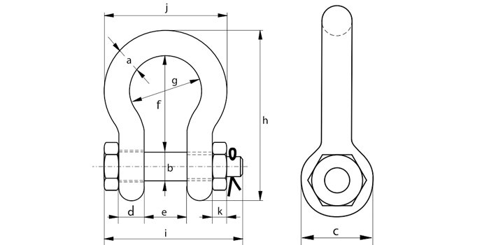 G-5243荷蘭GreenPin弓型卸扣尺寸圖