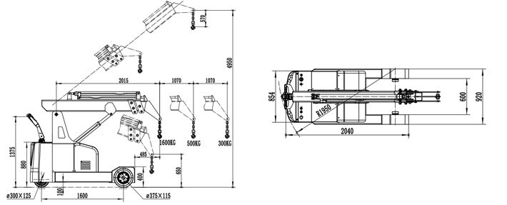 全電動液壓小吊車尺寸圖