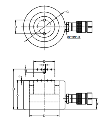LSSB薄型液壓千斤頂結構尺寸圖片